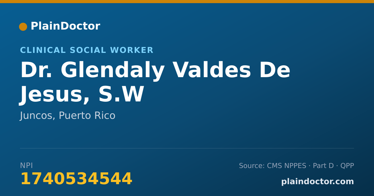 Shareable card for Glendaly Valdes De Jesus, S.W - Clinical Social Worker, Juncos, PR