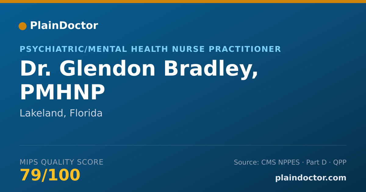 Shareable card for Glendon Bradley, PMHNP - Psychiatric/Mental Health Nurse Practitioner, Lakeland, FL