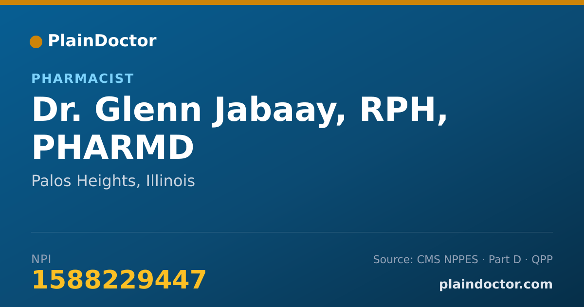 Shareable card for Glenn Jabaay, RPH, PHARMD - Pharmacist, Palos Heights, IL