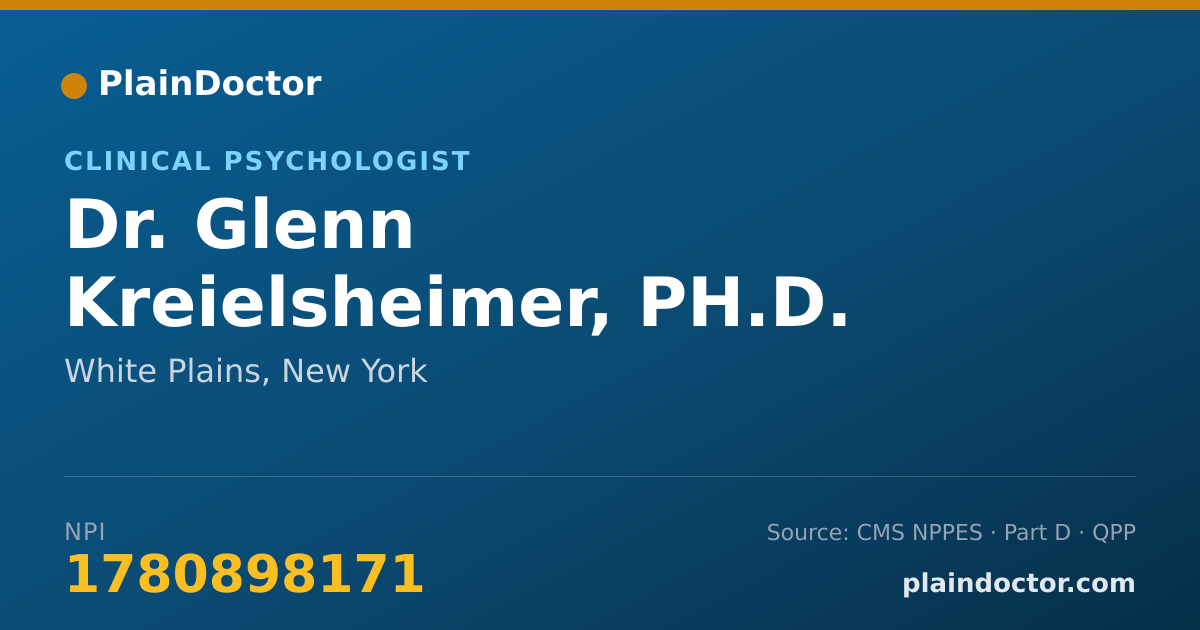 Shareable card for Glenn Kreielsheimer, PH.D. - Clinical Psychologist, White Plains, NY