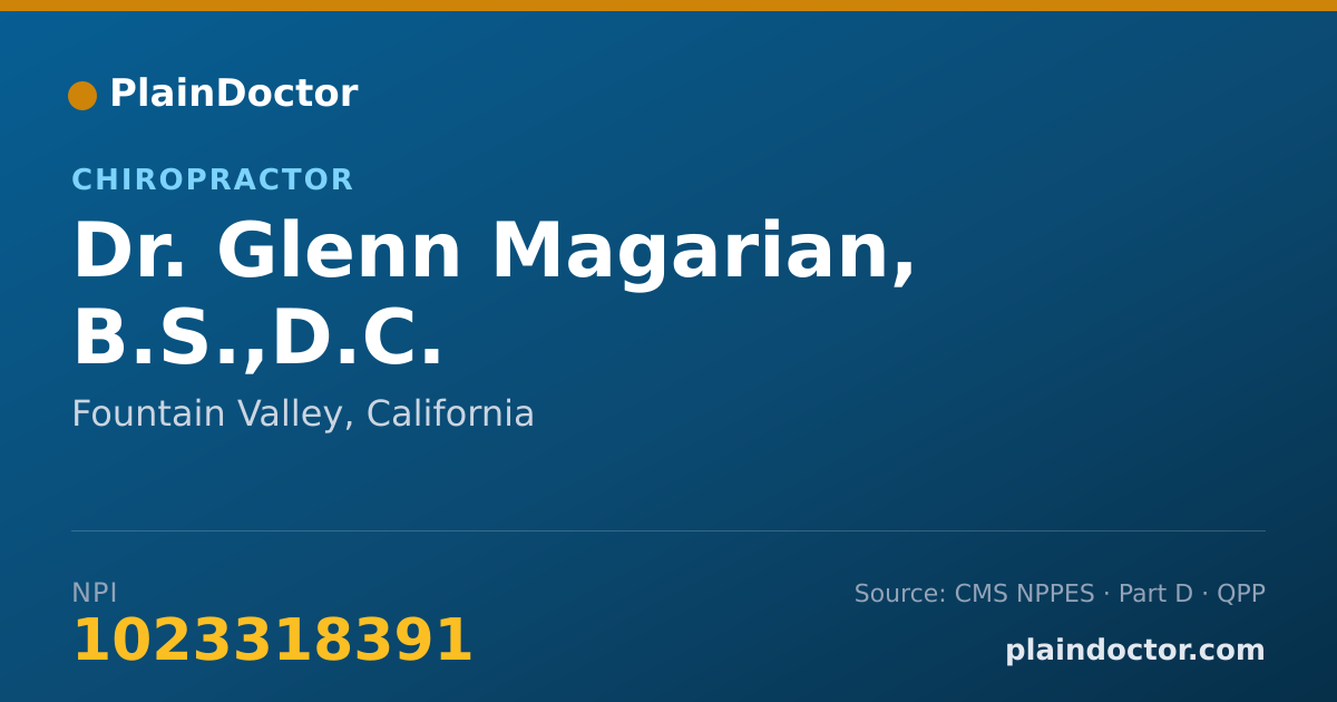 Shareable card for Glenn Magarian, B.S.,D.C. - Chiropractor, Fountain Valley, CA