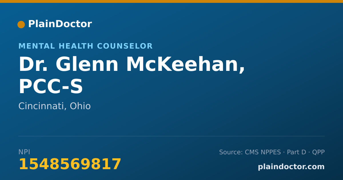 Shareable card for Glenn McKeehan, PCC-S - Mental Health Counselor, Cincinnati, OH