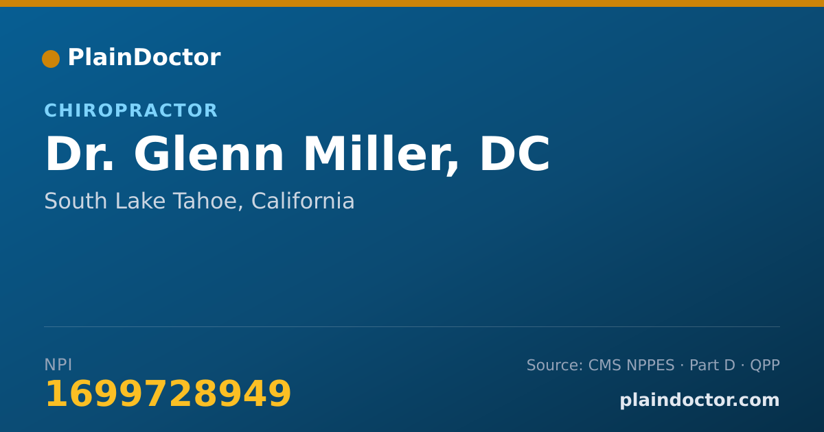 Shareable card for Glenn Miller, DC - Chiropractor, South Lake Tahoe, CA