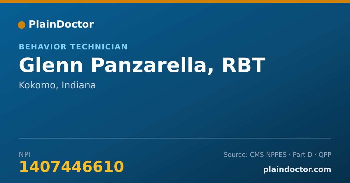 Shareable card for Glenn Panzarella, RBT - Behavior Technician, Kokomo, IN