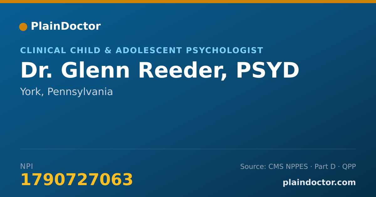 Shareable card for Glenn Reeder, PSYD - Clinical Child & Adolescent Psychologist, York, PA