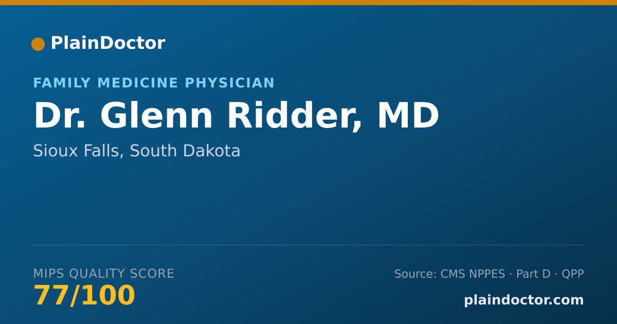 Shareable card for Glenn Ridder, MD - Family Medicine Physician, Sioux Falls, SD
