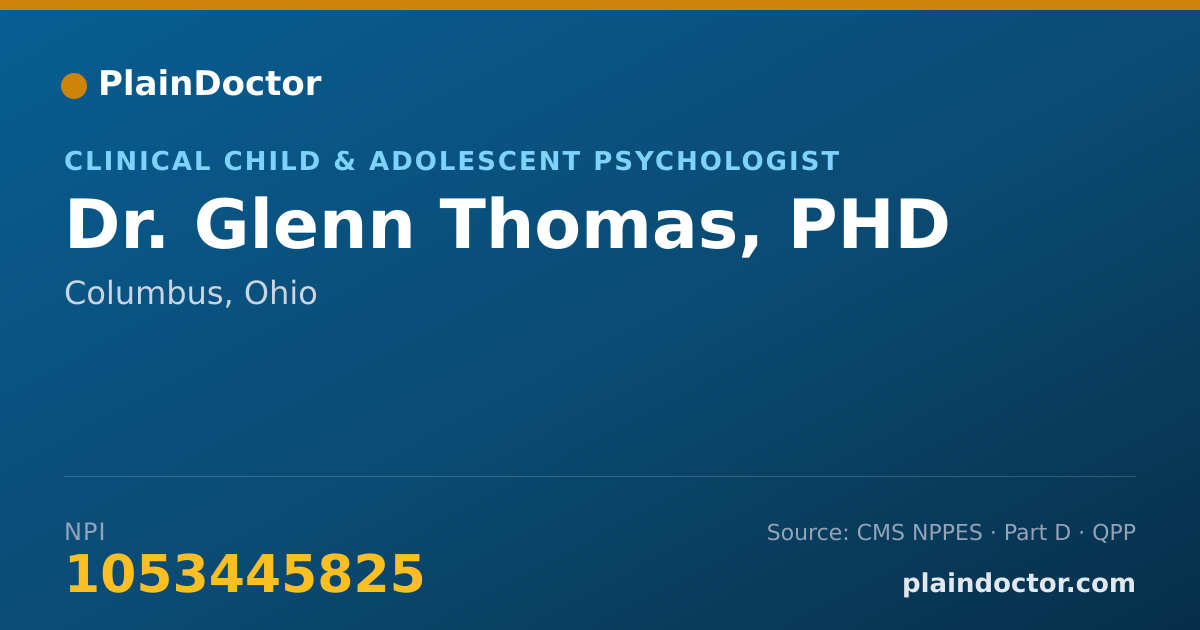 Shareable card for Glenn Thomas, PHD - Clinical Child & Adolescent Psychologist, Columbus, OH