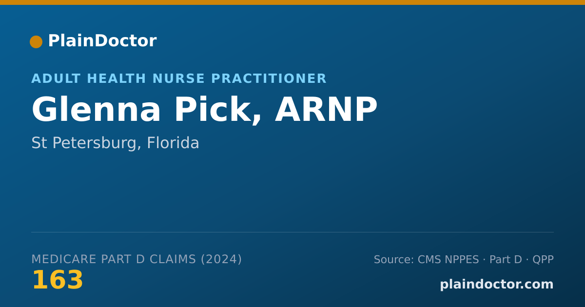 Shareable card for Glenna Pick, ARNP - Adult Health Nurse Practitioner, St Petersburg, FL
