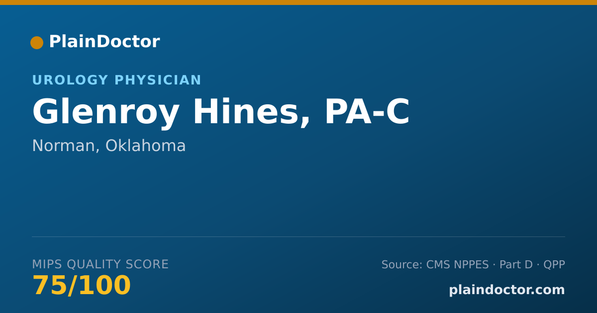 Shareable card for Glenroy Hines, PA-C - Urology Physician, Norman, OK
