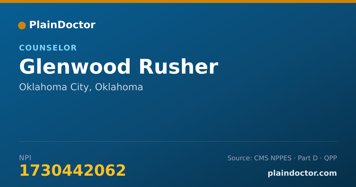 Shareable card for Glenwood Rusher - Counselor, Oklahoma City, OK