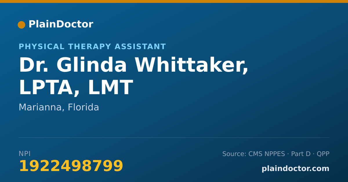 Shareable card for Glinda Whittaker, LPTA, LMT - Physical Therapy Assistant, Marianna, FL
