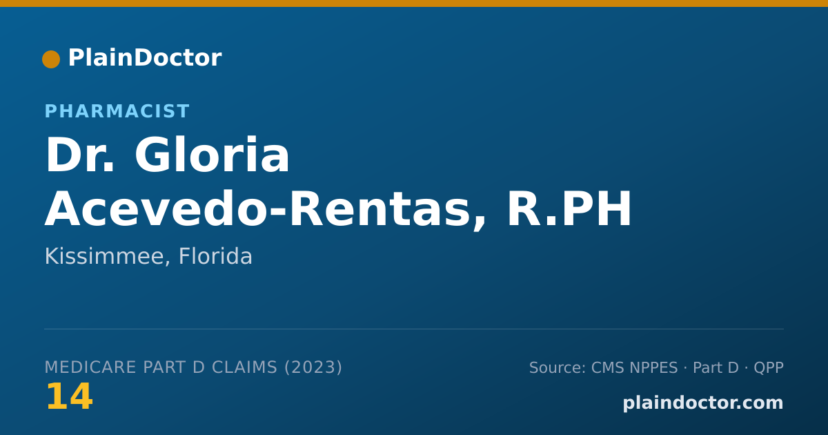 Shareable card for Gloria Acevedo-Rentas, R.PH - Pharmacist, Kissimmee, FL