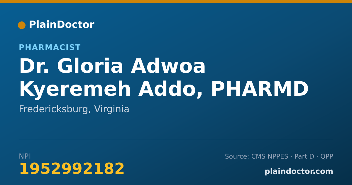 Shareable card for Gloria Adwoa Kyeremeh Addo, PHARMD - Pharmacist, Fredericksburg, VA