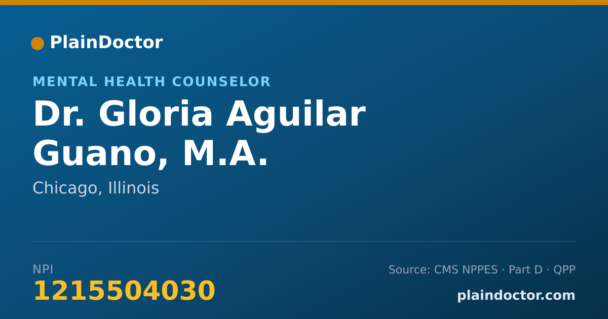 Shareable card for Gloria Aguilar Guano, M.A. - Mental Health Counselor, Chicago, IL