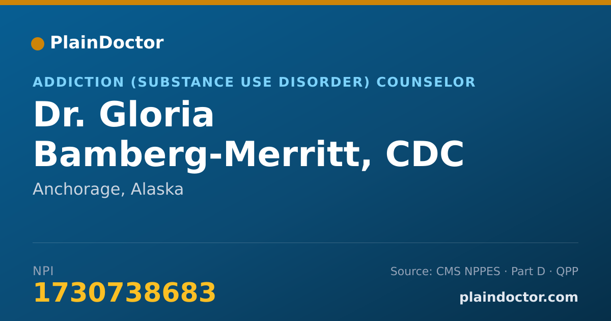 Shareable card for Gloria Bamberg-Merritt, CDC I, PHD - Addiction (Substance Use Disorder) Counselor, Anchorage, AK