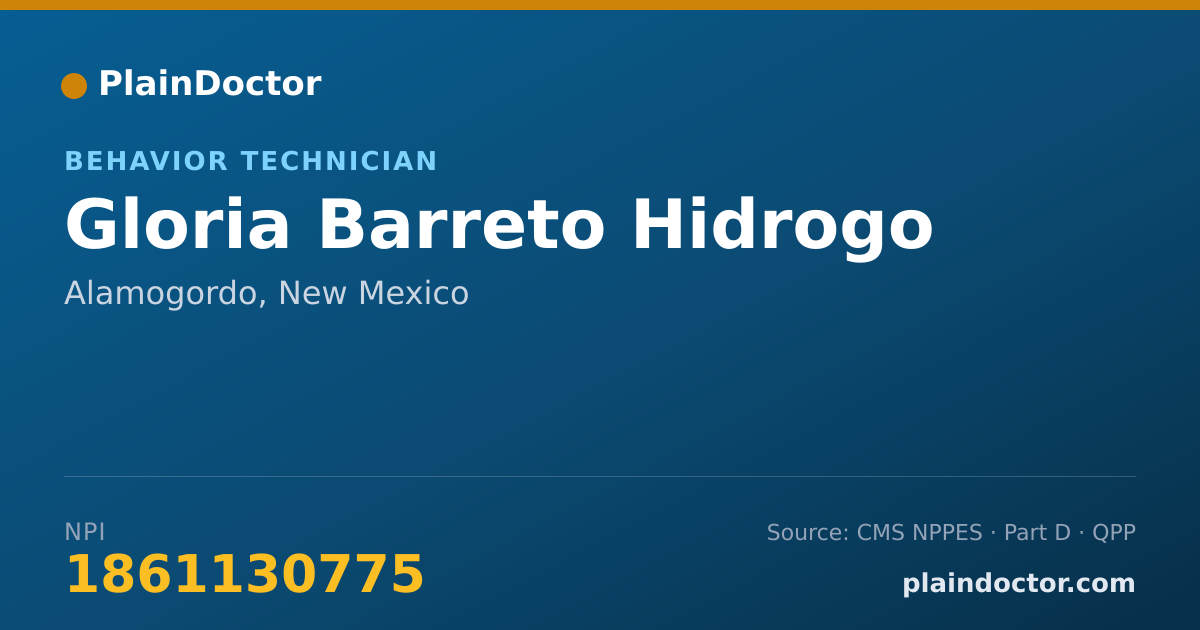 Shareable card for Gloria Barreto Hidrogo - Behavior Technician, Alamogordo, NM