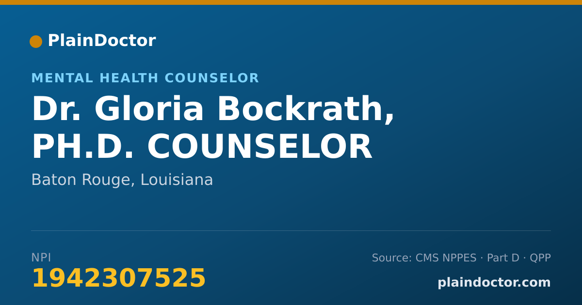 Shareable card for Gloria Bockrath, PH.D. COUNSELOR - Mental Health Counselor, Baton Rouge, LA