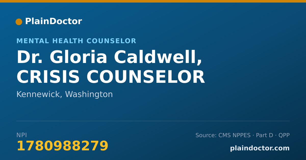 Shareable card for Gloria Caldwell, CRISIS COUNSELOR - Mental Health Counselor, Kennewick, WA