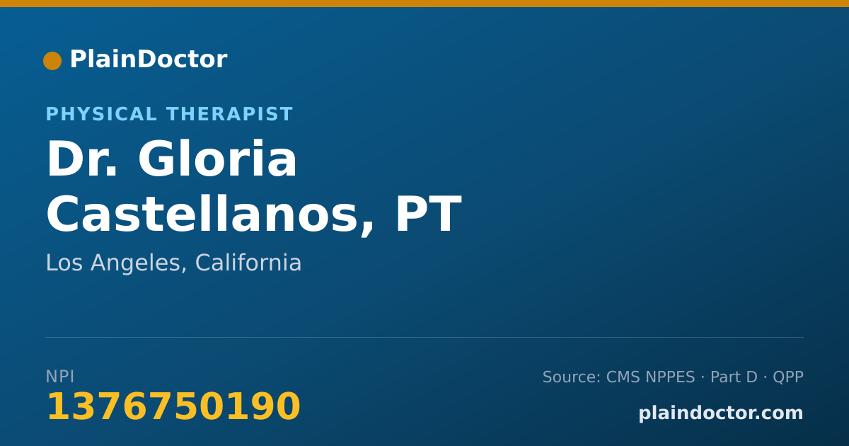 Shareable card for Gloria Castellanos, PT - Physical Therapist, Los Angeles, CA