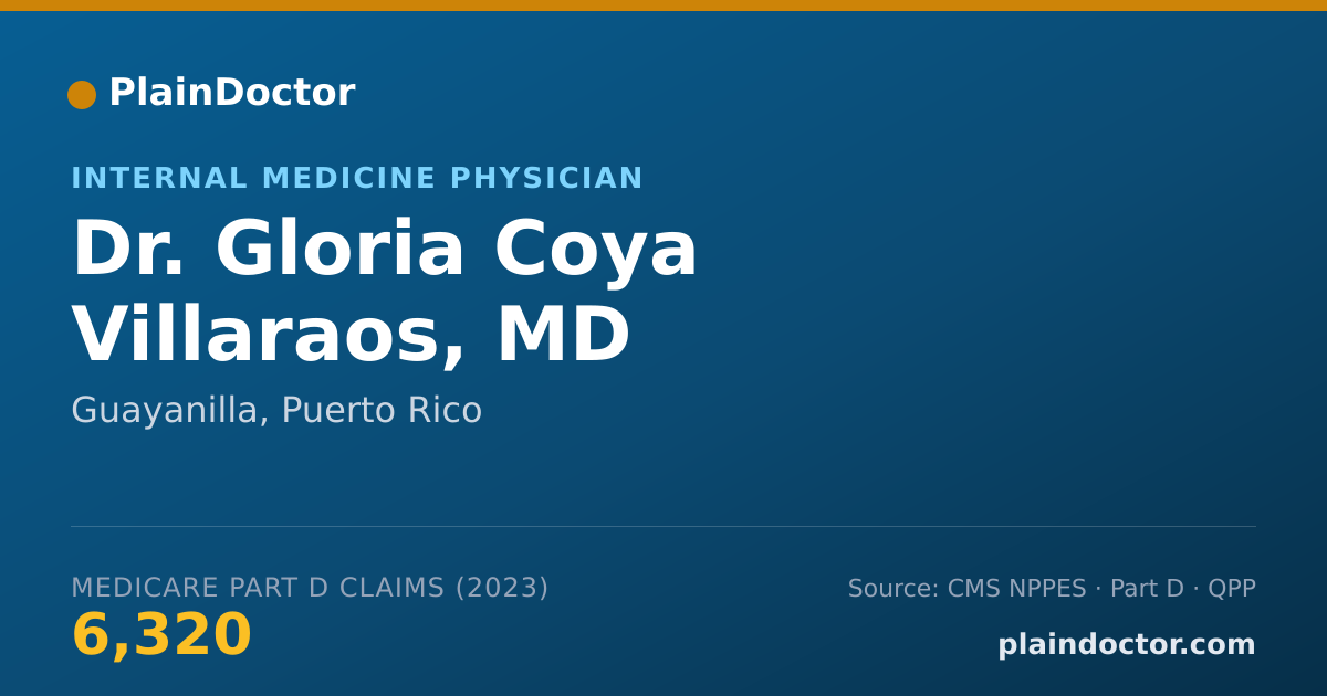 Shareable card for Gloria Coya Villaraos, MD - Internal Medicine Physician, Guayanilla, PR