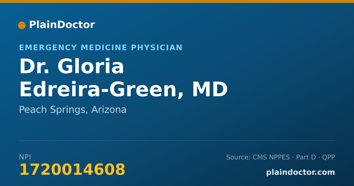 Shareable card for Gloria Edreira-Green, MD - Emergency Medicine Physician, Peach Springs, AZ