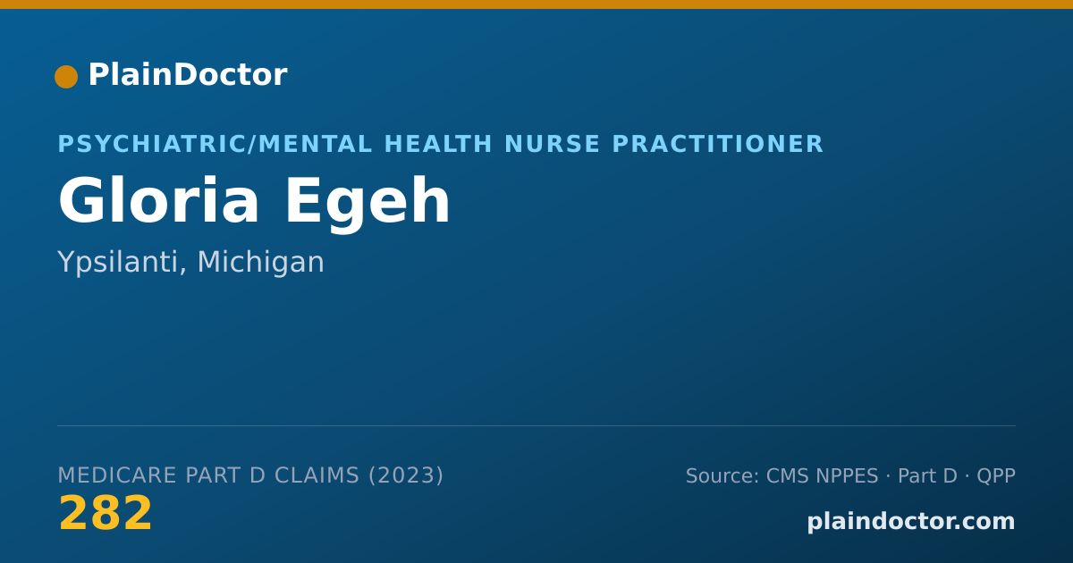 Shareable card for Gloria Egeh - Psychiatric/Mental Health Nurse Practitioner, Ypsilanti, MI