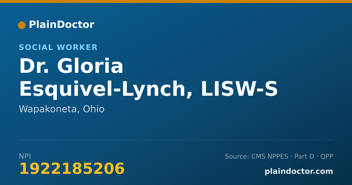 Shareable card for Gloria Esquivel-Lynch, LISW-S - Social Worker, Wapakoneta, OH