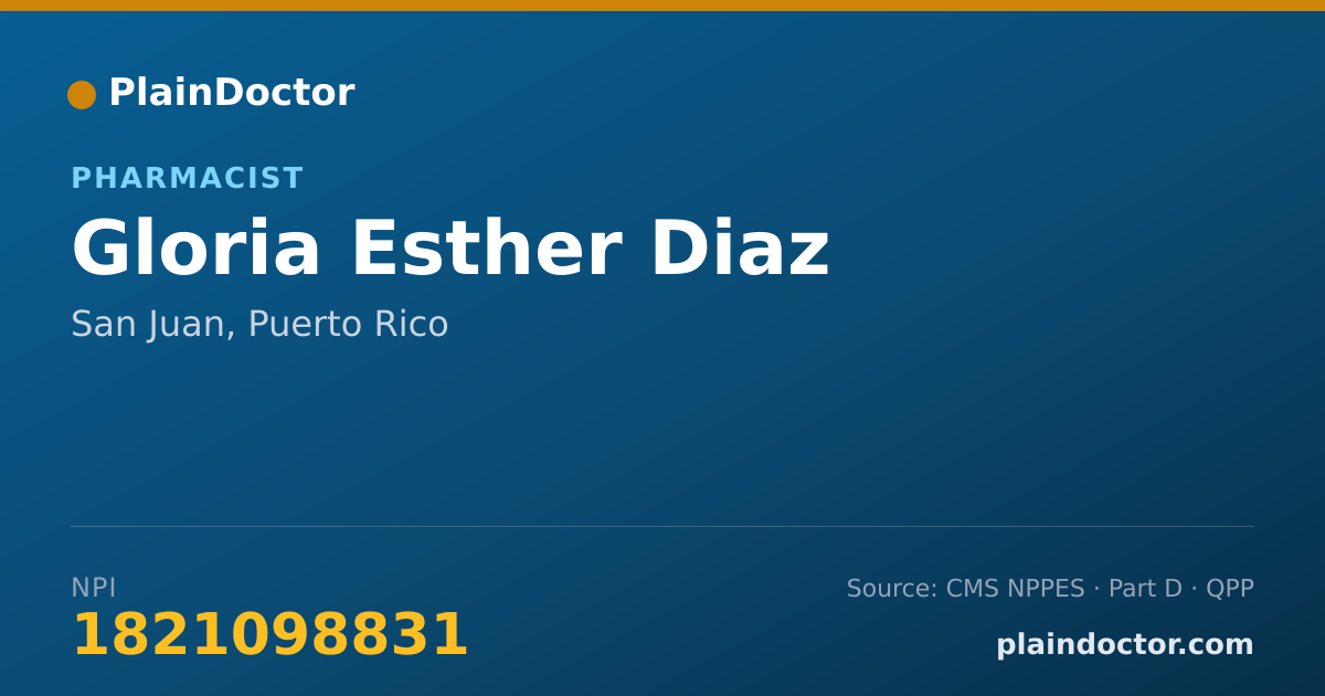 Shareable card for Gloria Esther Diaz - Pharmacist, San Juan, PR