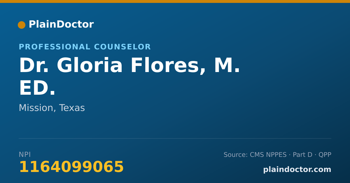 Shareable card for Gloria Flores, M. ED. - Professional Counselor, Mission, TX