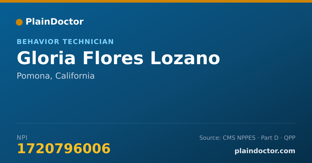 Shareable card for Gloria Flores Lozano - Behavior Technician, Pomona, CA