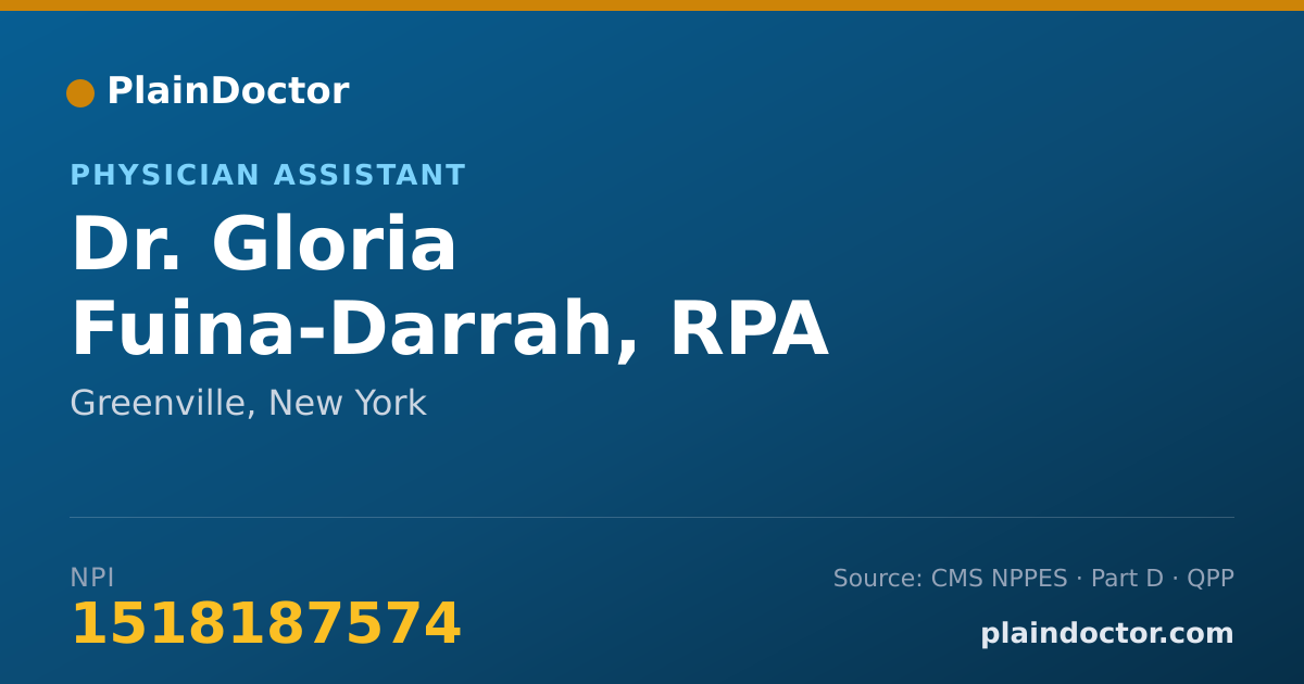 Shareable card for Gloria Fuina-Darrah, RPA - Physician Assistant, Greenville, NY