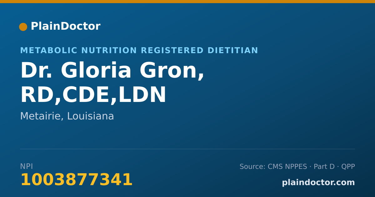 Shareable card for Gloria Gron, RD,CDE,LDN - Metabolic Nutrition Registered Dietitian, Metairie, LA