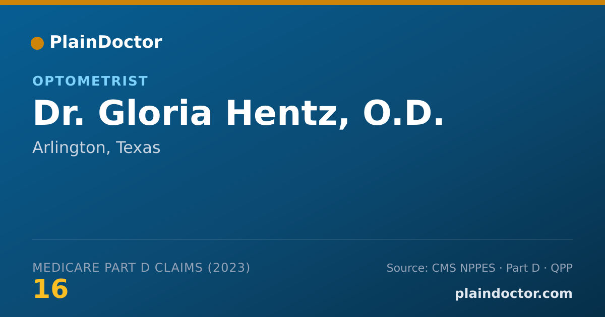 Shareable card for Gloria Hentz, O.D. - Optometrist, Arlington, TX