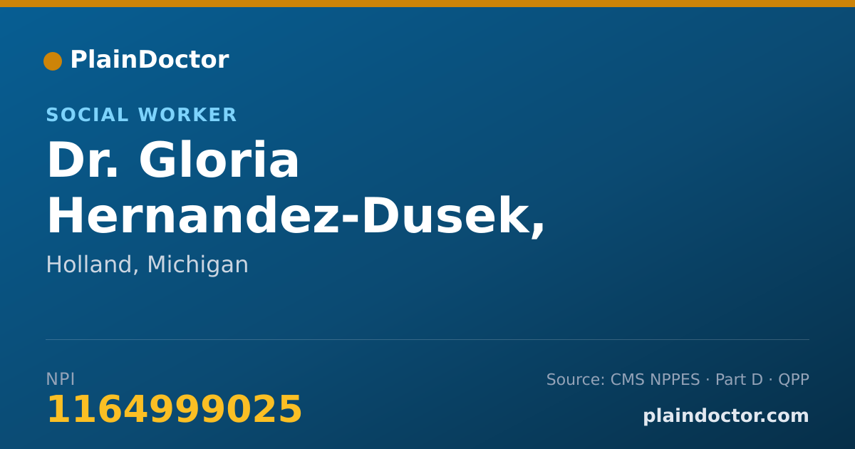 Shareable card for Gloria Hernandez-Dusek, MASTERS LTD SW - Social Worker, Holland, MI