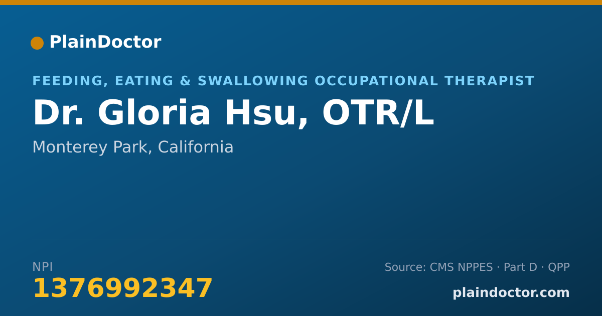 Shareable card for Gloria Hsu, OTR/L - Feeding, Eating & Swallowing Occupational Therapist, Monterey Park, CA
