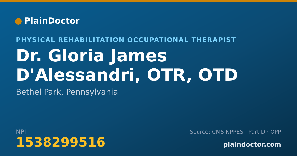 Shareable card for Gloria James D'Alessandri, OTR, OTD - Physical Rehabilitation Occupational Therapist, Bethel Park, PA