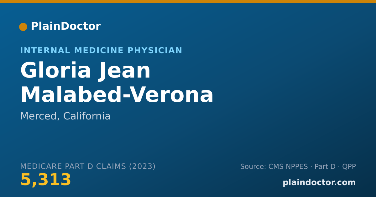 Shareable card for Gloria Jean Malabed-Verona - Internal Medicine Physician, Merced, CA