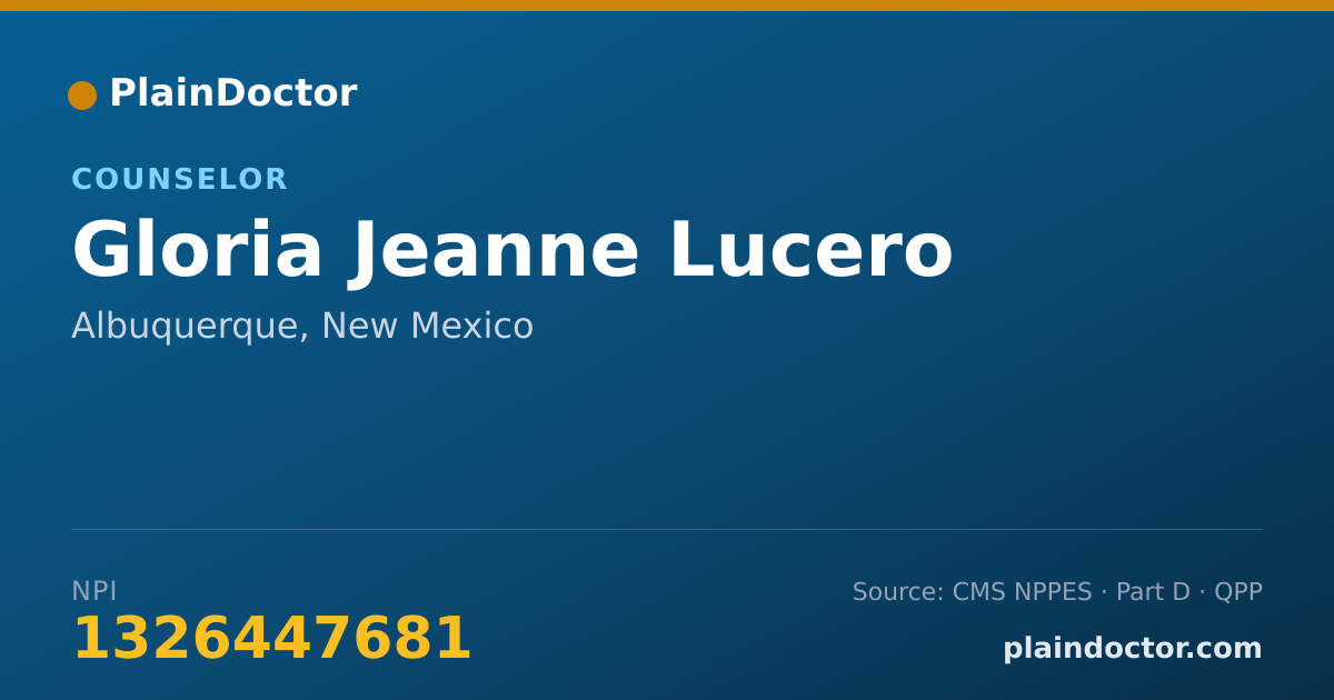 Shareable card for Gloria Jeanne Lucero - Counselor, Albuquerque, NM