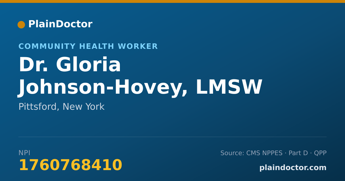 Shareable card for Gloria Johnson-Hovey, LMSW - Community Health Worker, Pittsford, NY