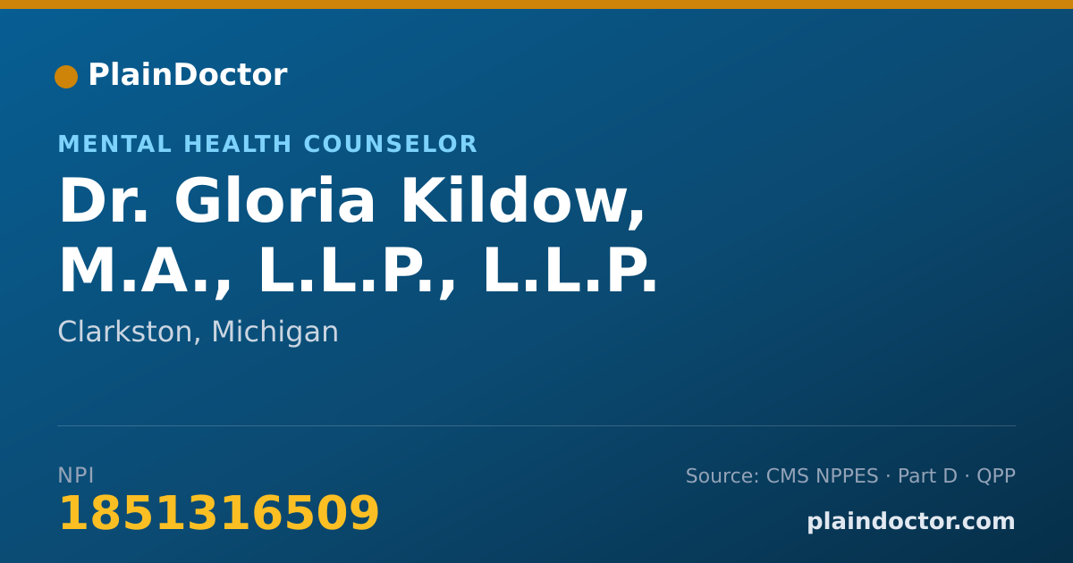 Shareable card for Gloria Kildow, M.A., L.L.P., L.L.P. - Mental Health Counselor, Clarkston, MI