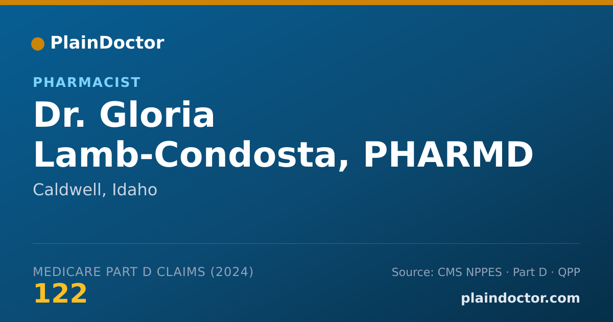 Shareable card for Gloria Lamb-Condosta, PHARMD - Pharmacist, Caldwell, ID