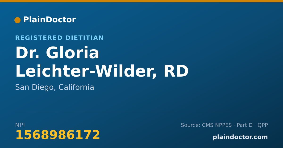 Shareable card for Gloria Leichter-Wilder, RD - Registered Dietitian, San Diego, CA