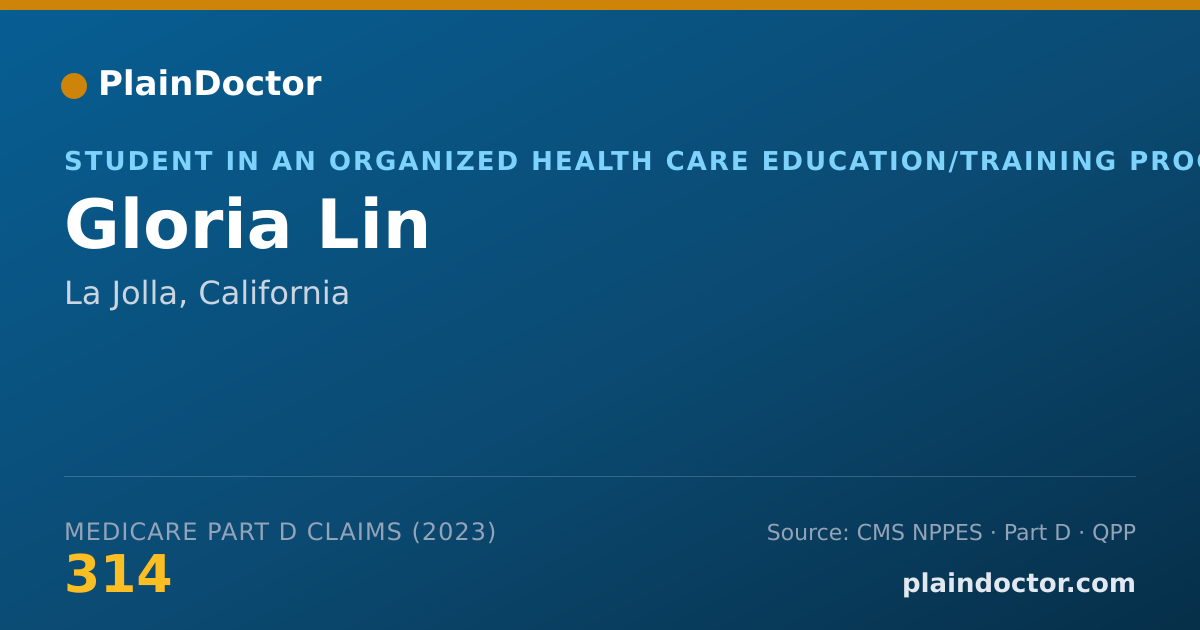 Shareable card for Gloria Lin - Student in an Organized Health Care Education/Training Program, La Jolla, CA