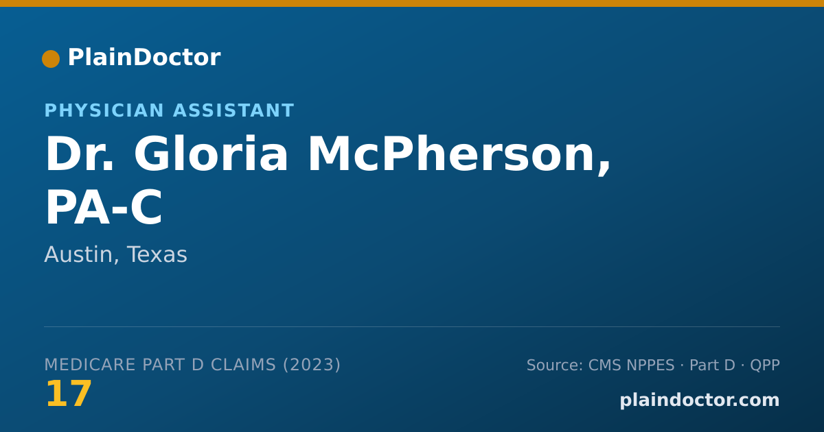 Shareable card for Gloria McPherson, PA-C - Physician Assistant, Austin, TX