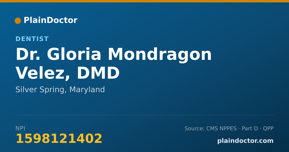 Shareable card for Gloria Mondragon Velez, DMD - Dentist, Silver Spring, MD