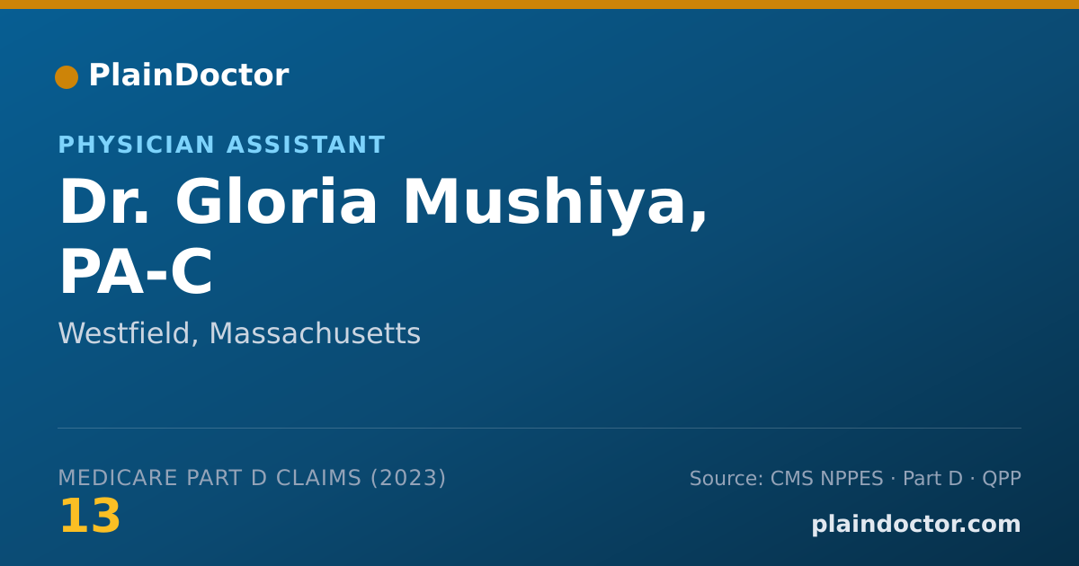 Shareable card for Gloria Mushiya, PA-C - Physician Assistant, Westfield, MA