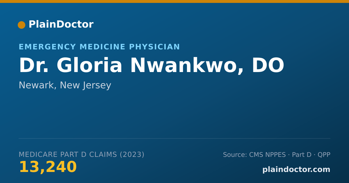 Shareable card for Gloria Nwankwo, DO - Emergency Medicine Physician, Newark, NJ