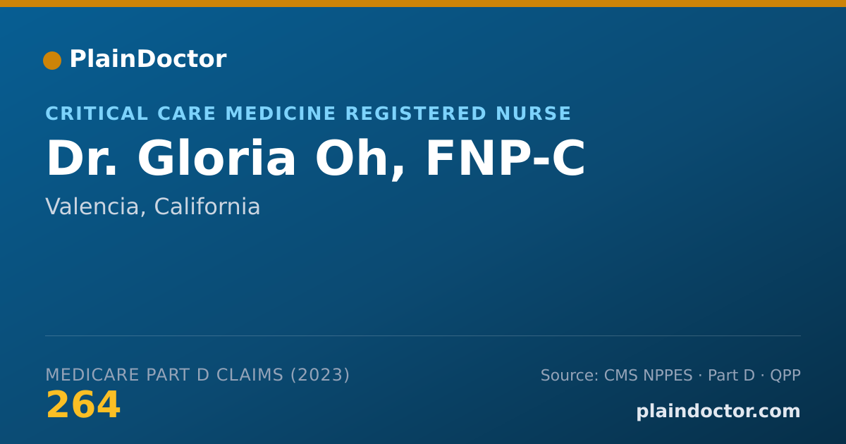 Shareable card for Gloria Oh, FNP-C - Critical Care Medicine Registered Nurse, Valencia, CA