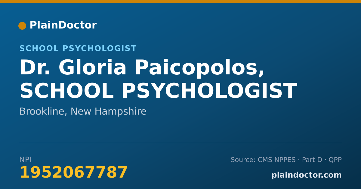 Shareable card for Gloria Paicopolos, SCHOOL PSYCHOLOGIST - School Psychologist, Brookline, NH