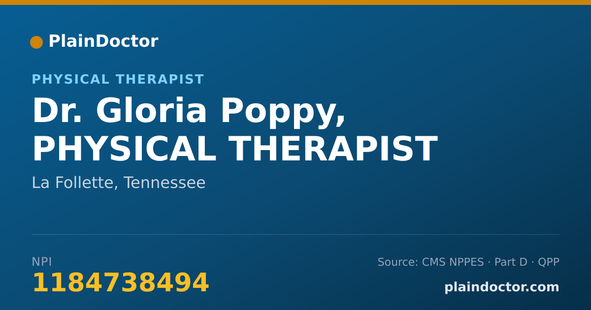 Shareable card for Gloria Poppy, PHYSICAL THERAPIST - Physical Therapist, La Follette, TN